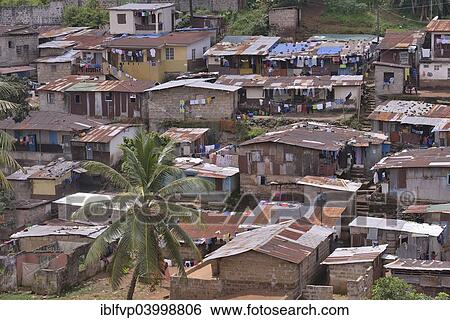 Stock Photograph - "Slums of Freetown, Sierra Leone, Africa". Fotosearch
