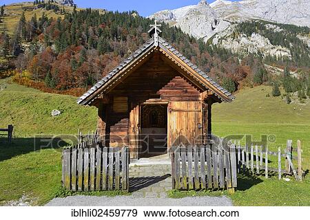 "Small chapel on a mountain pasture, Eng Alm, Grosser Ahornboden, alpine pasture with sycamore maple trees, Karwendel Mountains, Risstal Valley, Tyrol, Austria, Europe, PublicGround, Europe" View Large Photo Image Stock Photo - "Small chapel on a mountain pasture, Eng Alm, Grosser Ahornboden, alpine pasture with sycamore maple trees, Karwendel Mountains, Risstal Valley, Tyrol, Austria, Europe, PublicGround, Europe". Fotosearch