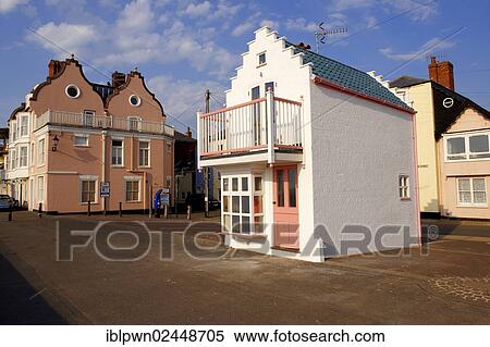 Stock Photography - "Small house on the seafront, Aldeburgh, Suffolk, England, United Kingdom, Europe". Fotosearch