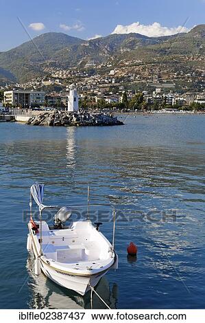 "Small motor boat in the port of Alanya, Antalya, Turkish Riviera, Turkey, Asia" View Large Photo Image Stock Photo - "Small motor boat in the port of Alanya, Antalya, Turkish Riviera, Turkey, Asia". Fotosearch