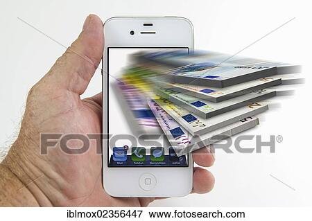 Stock Photo - "Smartphone with euro banknotes, symbolic image for the cost of using a smartphone". Fotosearch