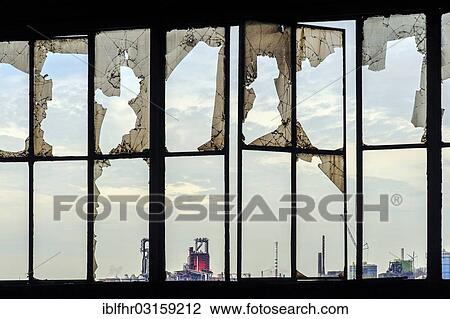 "Smashed windows of an old industrial plant, Duisburg, North Rhine-Westphalia, Germany, Europe" View Large Photo Image Stock Image - "Smashed windows of an old industrial plant, Duisburg, North Rhine-Westphalia, Germany, Europe". Fotosearch