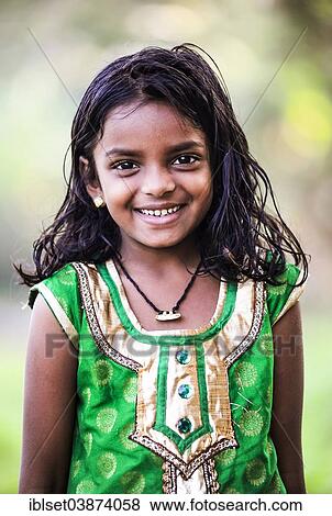 Stock Photo - "Smiling girl, Kerala, South India, India, Asia". Fotosearch