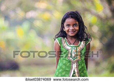 Stock Photo - "Smiling girl, Kerala, South India, India, Asia". Fotosearch
