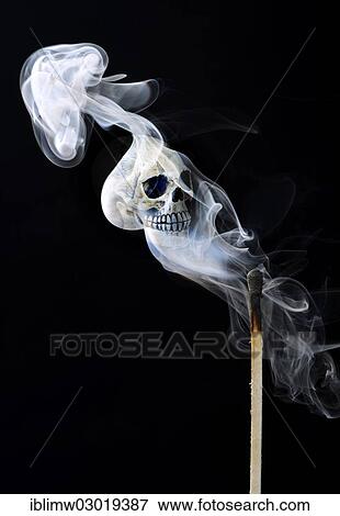 "Smoke from a match with a skull, symbolic image for danger due to fire" View Large Photo Image Stock Photo - "Smoke from a match with a skull, symbolic image for danger due to fire". Fotosearch
