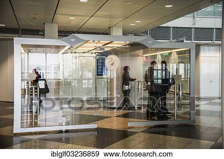 Stock Photo - "Smokers' cubicle, Franz-Josef-Strauss Airport, Munich, Upper Bavaria, Bavaria, Germany, Europe". Fotosearch