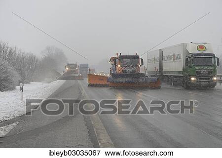 "Snow-clearing vehicle from the motorway maintenance authorities in operation on the A8 motorway, Wendlingen, Baden-Wurttemberg, Germany, Europe" View Large Photo Image Stock Photo - "Snow-clearing vehicle from the motorway maintenance authorities in operation on the A8 motorway, Wendlingen, Baden-Wurttemberg, Germany, Europe". Fotosearch