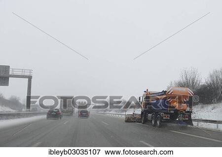 "Snow-clearing vehicle from the motorway maintenance authorities in operation on the A8 motorway, Wendlingen, Baden-Wurttemberg, Germany, Europe" View Large Photo Image Stock Photo - "Snow-clearing vehicle from the motorway maintenance authorities in operation on the A8 motorway, Wendlingen, Baden-Wurttemberg, Germany, Europe". Fotosearch