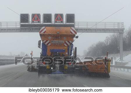 "Snow-clearing vehicle from the motorway maintenance authorities in operation on the A8 motorway, Wendlingen, Baden-Wurttemberg, Germany, Europe" View Large Photo Image Stock Photo - "Snow-clearing vehicle from the motorway maintenance authorities in operation on the A8 motorway, Wendlingen, Baden-Wurttemberg, Germany, Europe". Fotosearch