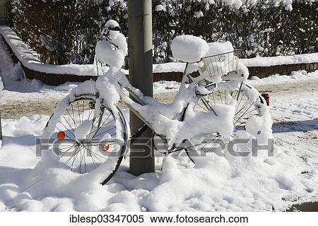 "Snow-covered bicycle, Hamburg, Hamburg, Germany, Europe" View Large Photo Image Stock Photography - "Snow-covered bicycle, Hamburg, Hamburg, Germany, Europe". Fotosearch