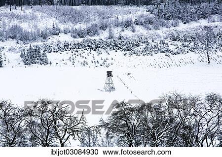 Stock Image - "Snow-covered landscape, Elfringhauser Schweiz, Hattingen, North Rhine-Westphalia, Germany, Europe". Fotosearch