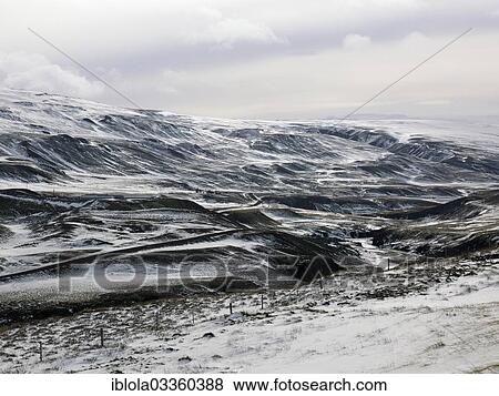 Stock Photo - "Snow-covered volcanoes on Ring Road No 1, North Iceland, Iceland, Europe". Fotosearch