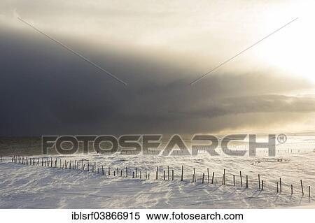 Stock Photography - "Snow drifts in the fjord, near Kiberg, Varangerfjord, Finnmark County, Norway, Europe". Fotosearch