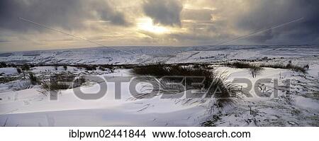 Picture - "Snow on Blakey Ridge overlooking Farndale, North York Moors National Park, Yorkshire, England, United Kingdom, Europe". Fotosearch