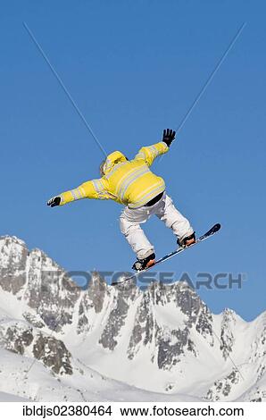 Picture - "Snowboarder at Oberalp Pass, Andermatt, Canon of Uri, Switzerland, Europe". Fotosearch