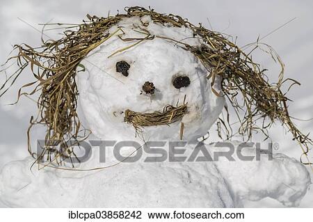 Stock Image - "Snowman, portrait, Lesachtal, Carinthia, Austria, Europe". Fotosearch