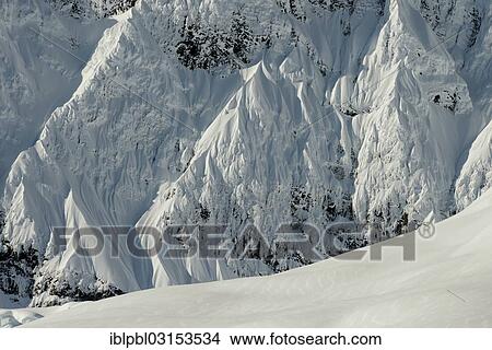 Picture - "Snowscape, peaks along the Harriman Fjord, Anchorage, Alaska, United States, North America". Fotosearch
