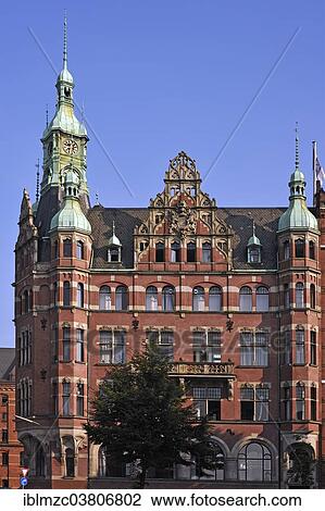 "So-called harbor town hall in neo-Renaissance style, headquarters of HHLA, Speicherstadt historic warehouse district, Hamburg, Germany, Europe" View Large Photo Image Stock Image - "So-called harbor town hall in neo-Renaissance style, headquarters of HHLA, Speicherstadt historic warehouse district, Hamburg, Germany, Europe". Fotosearch