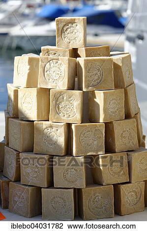 Stock Image - "Soap from Marseille, Marseille, Bouches-du-Rhone, Provence-Alpes-Cote d'Azur, France, Europe". Fotosearch
