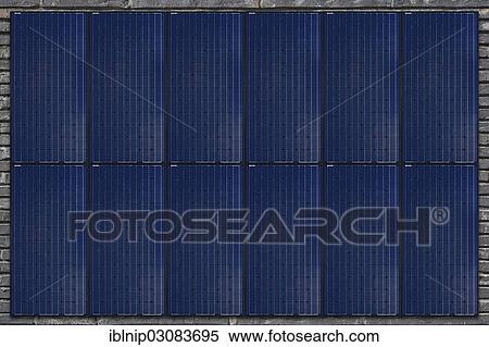 Solar panels on a wall View Large Photo Image Stock Photography - Solar panels on a wall. Fotosearch