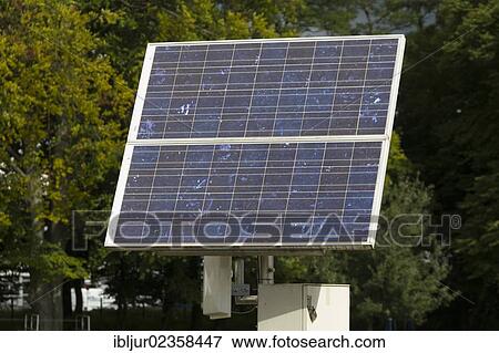 Stock Photo - "Solar panels, weir, Buisdorf on the Sieg river, Sankt Augustin, North Rhine-Westphalia, Germany, Europe". Fotosearch
