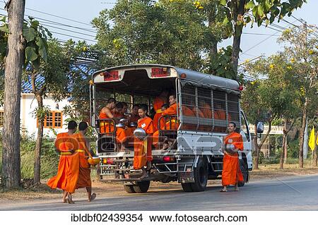 "Songthaeo or songthaew, converted vehicle with young Buddhist monks from monastery school, Sukhothai province, Thailand, Asia" View Large Photo Image Picture - "Songthaeo or songthaew, converted vehicle with young Buddhist monks from monastery school, Sukhothai province, Thailand, Asia". Fotosearch