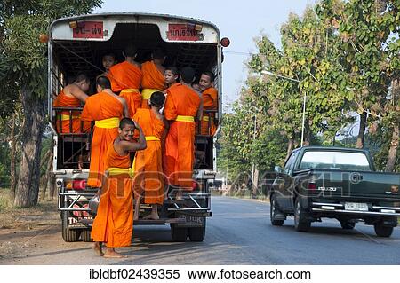 "Songthaeo or songthaew, converted vehicle with young Buddhist monks from a monastery school, Sukhothai Province, Thailand, Asia" View Large Photo Image Stock Photography - "Songthaeo or songthaew, converted vehicle with young Buddhist monks from a monastery school, Sukhothai Province, Thailand, Asia". Fotosearch