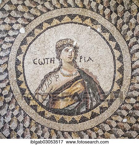 Stock Photo - "Soteria mosaic, 5th century A. C., Hatay Archaeology Museum, Antakya, Hatay Province, Turkey, Asia". Fotosearch