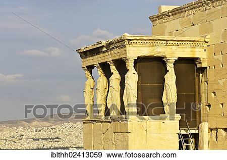 Southern portico of the Erechtheion temple with the Caryatids, Acropolis, Athens, Greece, Europe View Large Photo Image Stock Photo - Southern portico of the Erechtheion temple with the Caryatids, Acropolis, Athens, Greece, Europe. Fotosearch