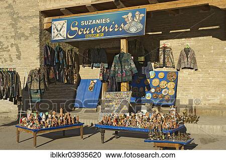 Stock Image - "Souvenir bazaar, Bukhara, Uzbekistan, Asia". Fotosearch