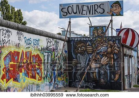 Stock Photo - "Souvenir shop at the East Side Gallery Monument, Friedrichshain, Berlin, Germany, Europe". Fotosearch