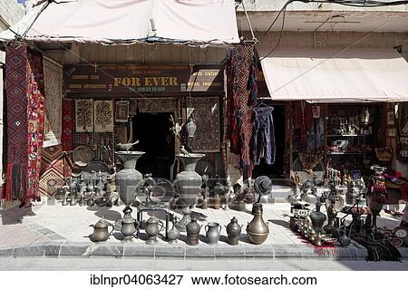 Stock Photo - "Souvenir shop, Madaba, Jordan, Asia". Fotosearch