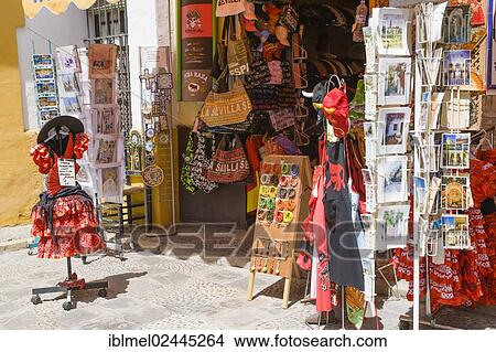 "Souvenir shop, The Barrio de Santa Cruz, Seville, Sevilla, Andalusia, Spain, Europe" View Large Photo Image Picture - "Souvenir shop, The Barrio de Santa Cruz, Seville, Sevilla, Andalusia, Spain, Europe". Fotosearch