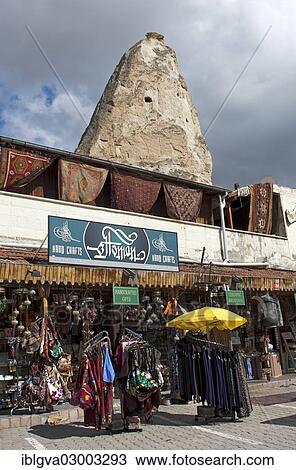 "Souvenir shops on the market square, a tuff cone at the back, Goreme, Cappadocia, Nevsehir Province, Central Anatolia Region, Turkey, Asia" View Large Photo Image Stock Image - "Souvenir shops on the market square, a tuff cone at the back, Goreme, Cappadocia, Nevsehir Province, Central Anatolia Region, Turkey, Asia". Fotosearch