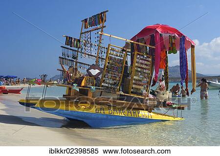 Stock Photography - "Souvenir stand on a catamaran, Stintino, Sardinia, Italy, Europe". Fotosearch
