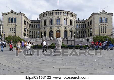 "Space with a sculpture in front of the Storting, Parliament of Norway Building, city centre, Oslo, Oslo County, Eastern Norway, Norway, Europe" View Large Photo Image Stock Image - "Space with a sculpture in front of the Storting, Parliament of Norway Building, city centre, Oslo, Oslo County, Eastern Norway, Norway, Europe". Fotosearch