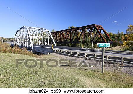 Stock Photo - Spanish River Bridge, King's Highway 17 of the Trans-Canada Highway system, Ontario, Canada, North America. Fotosearch