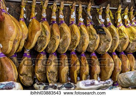 "Spanish Serrano ham on the market, Valencia, Province of Valencia, Spain, Europe" View Large Photo Image Stock Image - "Spanish Serrano ham on the market, Valencia, Province of Valencia, Spain, Europe". Fotosearch