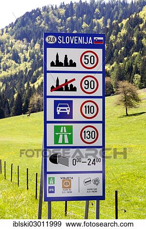 "Speed limits sign in Slovenia, near Kranjska Gora, Slovenia, Europe" View Large Photo Image Stock Photo - "Speed limits sign in Slovenia, near Kranjska Gora, Slovenia, Europe". Fotosearch