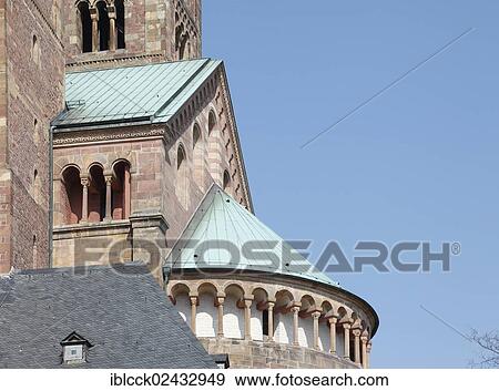 Stock Photo - "Speyer Cathedral, detailed view of the facade of the apse, Speyer, Rhineland-Palatinate, Germany, Europe". Fotosearch
