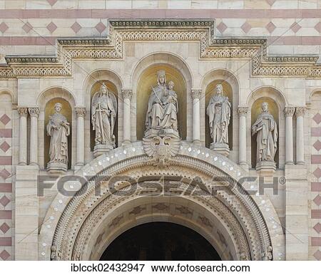 Stock Photo - "Speyer Cathedral, main entrance at the westwork, Speyer, Rhineland-Palatinate, Germany, Europe". Fotosearch