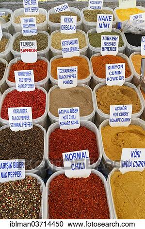"Spices for sale at a market stall, Fethiye, Mugla Province, Aegean region, Turkey, Asia" View Large Photo Image Stock Image - "Spices for sale at a market stall, Fethiye, Mugla Province, Aegean region, Turkey, Asia". Fotosearch