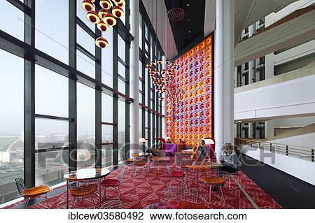 Stock Image - "Spiegel Publishing House building on Ericusspitze, canteen, HafenCity, Hamburg, Hamburg, Germany, Europe". Fotosearch