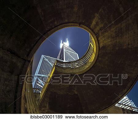 Stock Photo - "Spiral staircase in front of the Bank of China Tower, Central District, Hong Kong, Hong Kong Island, Hong kong, China, People's Republic of China, Asia". Fotosearch