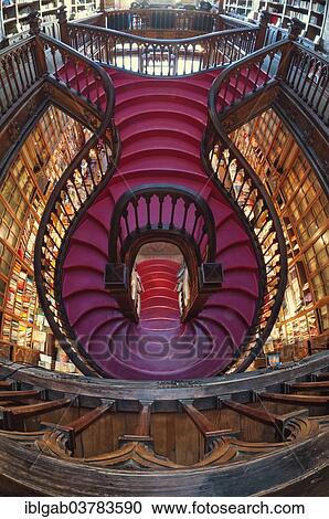 "Spiral stairs, Livraria Lello & Irmao, Porto, Portugal, Europe" View Large Photo Image Stock Image - "Spiral stairs, Livraria Lello & Irmao, Porto, Portugal, Europe". Fotosearch