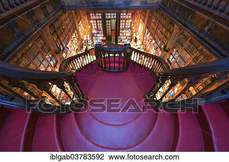 "Spiral stairs, Livraria Lello & Irmao, Porto, Portugal, Europe" View Large Photo Image Stock Image - "Spiral stairs, Livraria Lello & Irmao, Porto, Portugal, Europe". Fotosearch
