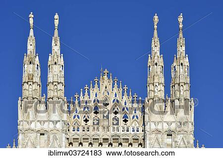 "Spires, towers and windows of the west facade of Milan Cathedral or Duomo di Santa Maria Nascente, Milan, Lombardy, Italy, Europe" View Large Photo Image Stock Image - "Spires, towers and windows of the west facade of Milan Cathedral or Duomo di Santa Maria Nascente, Milan, Lombardy, Italy, Europe". Fotosearch