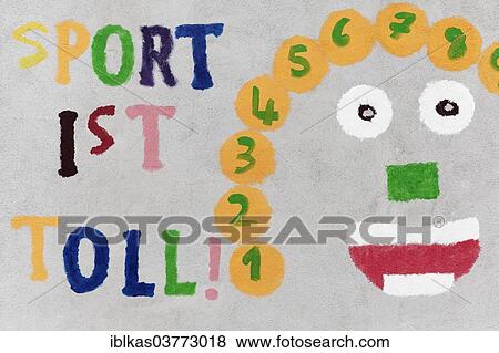 "Sport ist toll"""" or """"Sports is great, """" mural in a school playground, Germany, Europe" View Large Photo Image Stock Photo - "Sport ist toll"""" or """"Sports is great, """" mural in a school playground, Germany, Europe". Fotosearch