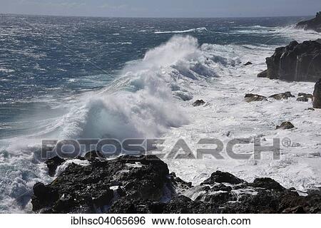 "Spray, volcanic rock, volcanic coastline, west coast with cliffs, St Leu, Reunion" View Large Photo Image Stock Photograph - "Spray, volcanic rock, volcanic coastline, west coast with cliffs, St Leu, Reunion". Fotosearch