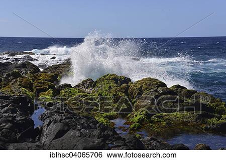 "Spray, volcanic rock, volcanic coastline, west coast, St Leu, Reunion" View Large Photo Image Stock Photograph - "Spray, volcanic rock, volcanic coastline, west coast, St Leu, Reunion". Fotosearch
